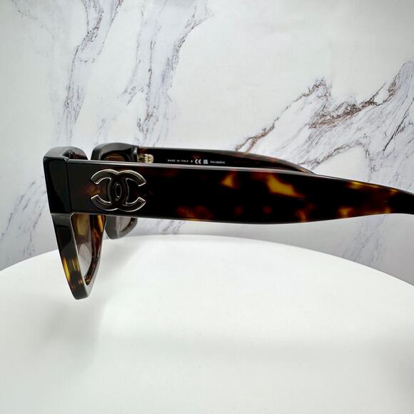 New CHANEL Sunglasses Brown Butterfly Gold Polarized Brown Lens - Picture 13 of 16